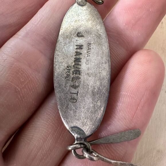 Vintage Manuelito Navajo Sterling Turquoise Pendant - Picture 7 of 8